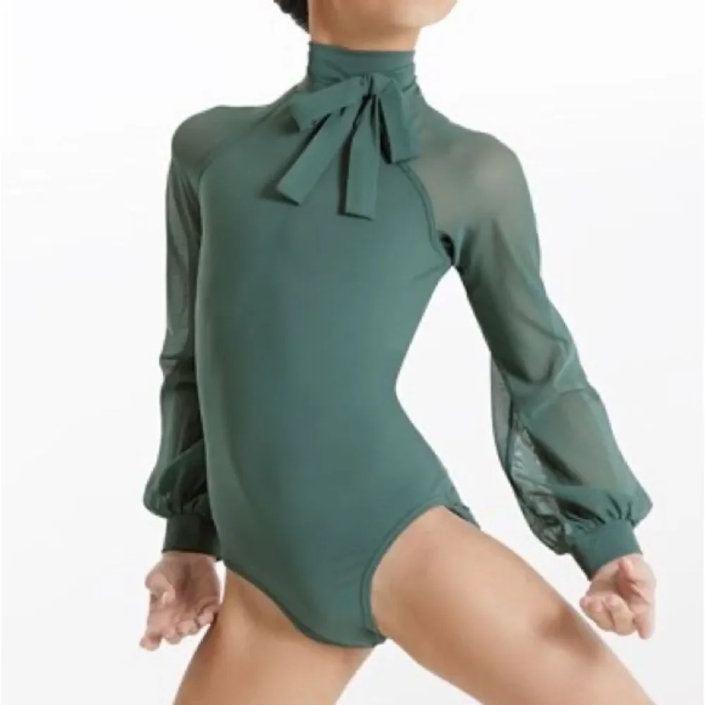 Weissman Balera Dance costume juniper Long Sleeve Bow Tie Leotard MT11449 MC